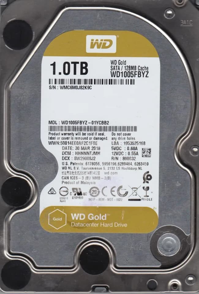 Жесткий диск WD GOLD WD1005FBYZ 1ТБ 3,5" 7200RPM 128MB (SATA-III) RE